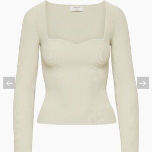 Babaton Cream Ribbed Long Sleeve Top